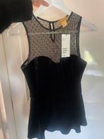 Chique H&M peplum top XS met mesh en velvet stof, Kleding | Dames, Tops, Maat 34 (XS) of kleiner, Ophalen of Verzenden, Lange mouw