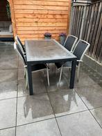 Kunststof tuinset met tafel en stoelen - 160x94cm, Tuin en Terras, Ophalen, 4 zitplaatsen, Kunststof, Gebruikt