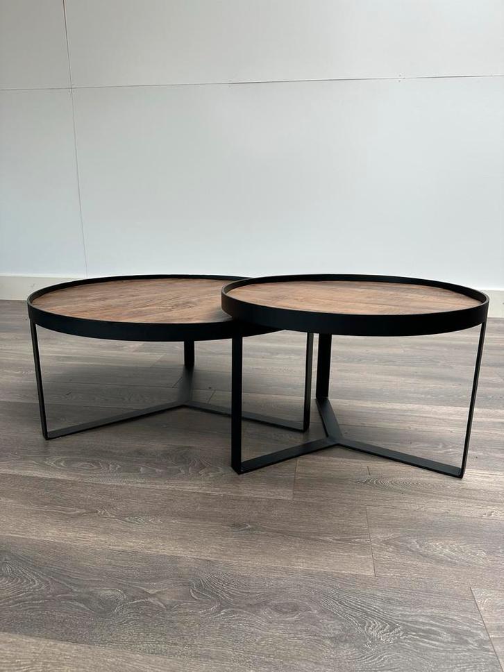 Set van 2 ronde salontafels, Huis en Inrichting, Tafels | Salontafels, Zo goed als nieuw, Minder dan 50 cm, 50 tot 100 cm, Rond