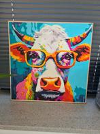 Handgeschilderde koe op canvas, Antiek en Kunst, Kunst | Schilderijen | Modern, Ophalen of Verzenden