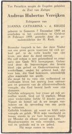 Andreas H. Vereijken 1909 Someren + 1959 Geldrop, 49 jr, Verzenden