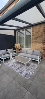 Mooie loungeset - Aluminium frame, grijze kussens, 5 zitplaatsen, Aluminium, Ophalen of Verzenden, Loungeset