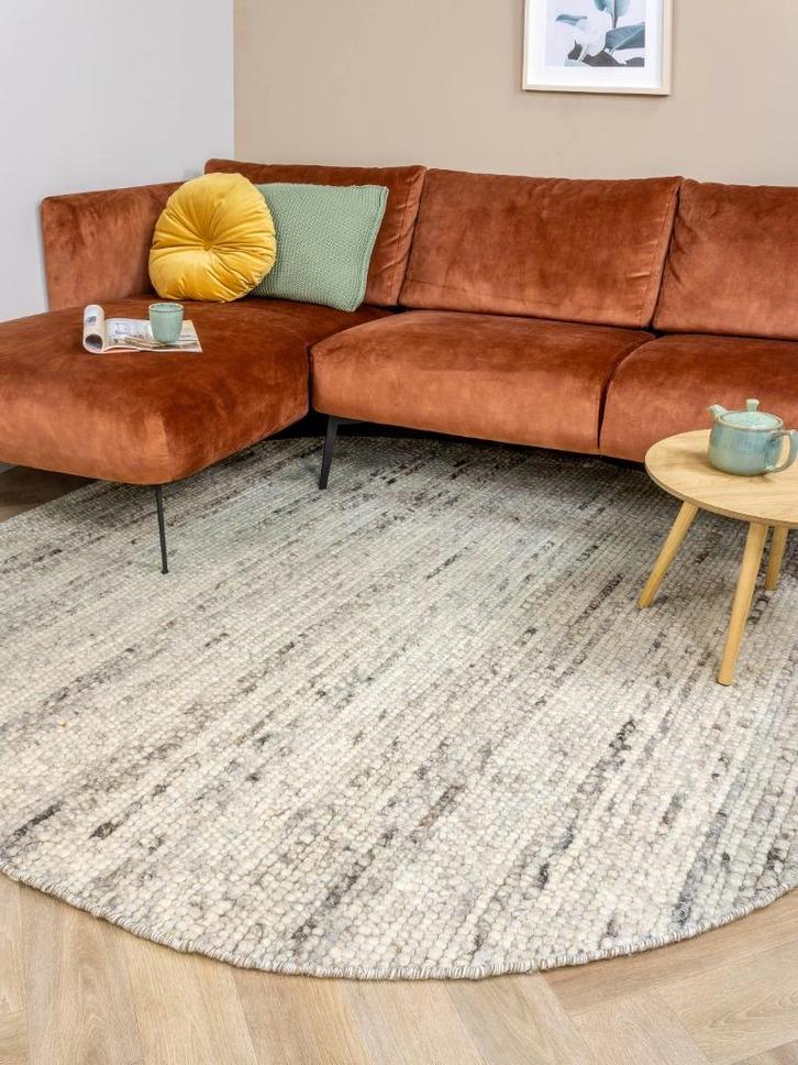 Vloerkleed MOMO Rugs Stone Brown Rond | 200 cm Rond, Huis en Inrichting, Stoffering | Tapijten en Kleden, Nieuw, 200 cm of meer