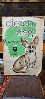 Oude affiche DIERENDAG , jaren 1950, Antiek en Kunst, Curiosa en Brocante, Ophalen of Verzenden