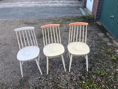Houten stoelen set van 3, Huis en Inrichting, Stoelen, Gebruikt, Drie, Hout, Overige kleuren, Ophalen of Verzenden