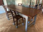 Franse boerentafel met 4 stoelen, Ophalen, Gebruikt, 200 cm of meer, 50 tot 100 cm