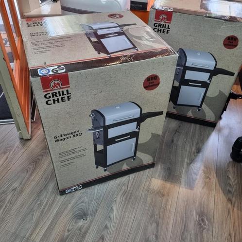 Grill Chef Houtskool grillwagen. NIEUW in doos., Tuin en Terras, Houtskoolbarbecues, Nieuw, Ophalen