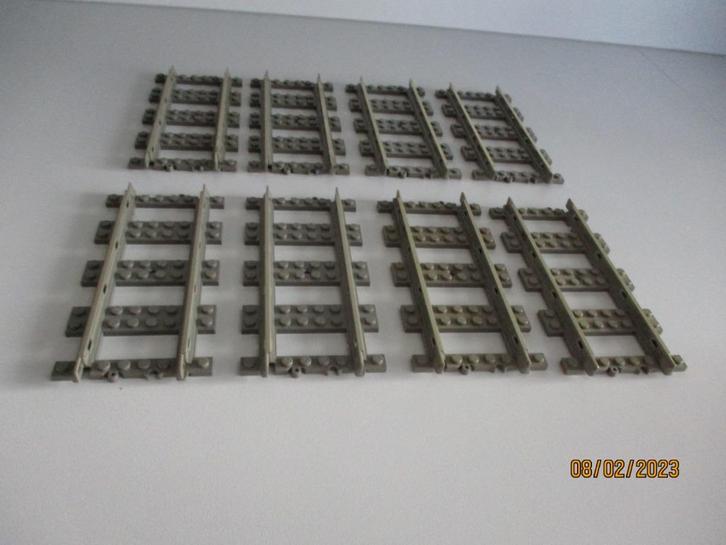 8 LEGO 9v 4515 Rechte Rails GRIJS in perfecte staat!,, Kinderen en Baby's, Speelgoed | Duplo en Lego, Zo goed als nieuw, Lego