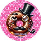 LF3777 icing donut snor 19cm eetbare taart plaat print top, Ophalen of Verzenden, Nieuw, Taarten, Versiering