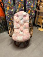 Vintage rotan stoel fauteuil jaren 70, Ophalen, Zo goed als nieuw, Minder dan 75 cm, 50 tot 75 cm