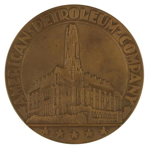 PENNING JACOB JAN VAN GOOR AMERICAN PETROLEUM COMPANY 1928, Postzegels en Munten, Penningen en Medailles, Brons, Nederland, Verzenden