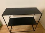 Zwart metalen tafel, Huis en Inrichting, Tafels | Bijzettafels, 45 tot 60 cm, Metaal of Aluminium, Zo goed als nieuw, Rechthoekig
