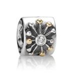 Pandora zilveren bedel met goud bolletjes en zirkonias, 1 bedel, Ophalen of Verzenden, Zilver, Pandora
