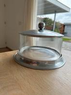 Glazen Koektrommel met Metalen Details, Gebruikt, Schaal, Rond, Ophalen of Verzenden