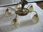 Vintage Schaallamp Hanglamp 5 armen met Kelken Glazen Lampen, Ophalen