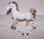 Prachtig porseleinen sculptuur 2 schimmels. Gouden accenten., Verzamelen, Beelden en Beeldjes, Ophalen of Verzenden, Nieuw, Dier