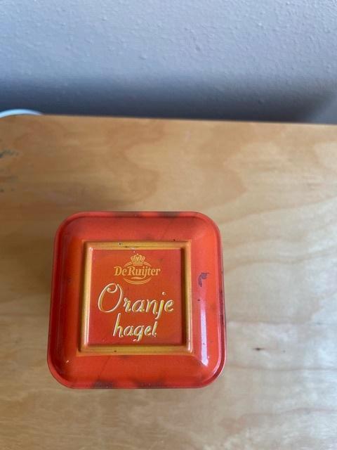 De Ruijter Oranje hagel blik, Verzamelen, Blikken, Zo goed als nieuw, Overige, Overige merken, Ophalen of Verzenden