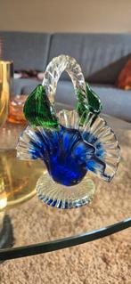Kristallen mandje met blauw en groen, Antiek en Kunst, Antiek | Glas en Kristal, Ophalen of Verzenden