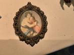 Oude ovale foto met lijst - Moeder en kind, Antiek en Kunst, Ophalen of Verzenden