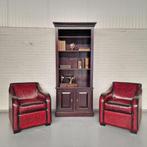 Crawley Classic Chesterfield Fauteuils SET – Antiek Rood, Le, Ophalen, Klassiek, Zo goed als nieuw, 50 tot 75 cm