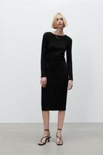 Dames maxi jurk met plooien zwart maat S katoen top bodycon, Ophalen of Verzenden, Zo goed als nieuw, Maat 36 (S), Onder de knie