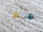 3 diamanten - diamant edelsteen 0.60crt - geel wit blauw, Nieuw, Ophalen of Verzenden