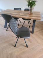 Eettafel met 4x antracietgrijze stoelen, 50 tot 100 cm, 150 tot 200 cm, Rechthoekig, Ophalen of Verzenden