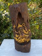 Ganesha in Teak houten altaar boomstam uit Thailand, Ophalen of Verzenden