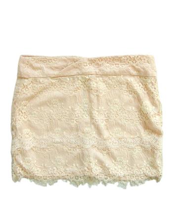 Amisu rokje, mini lace rok, beige/wit, Mt. 34 / XS beschikbaar voor biedingen