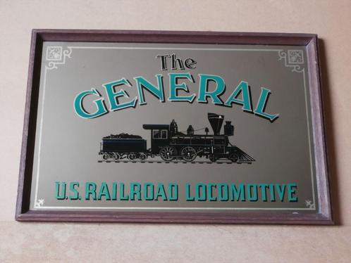 Spiegel General US Railroad Locomotive Amerikaanse trein oud, Verzamelen, Merken en Reclamevoorwerpen, Gebruikt, Reclamebord, Ophalen of Verzenden