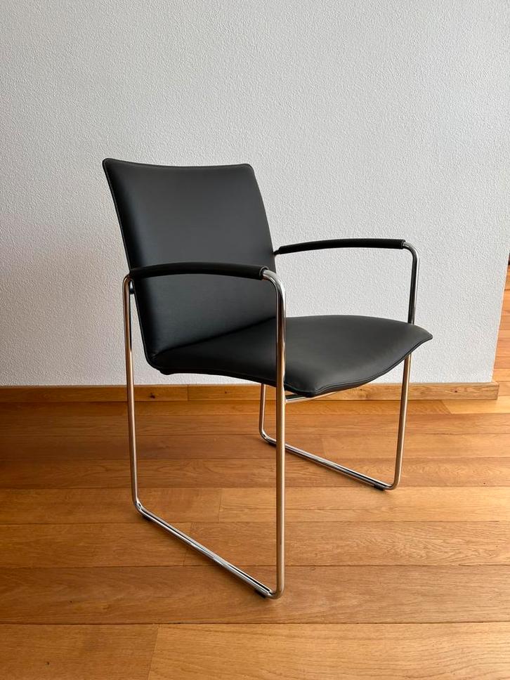 6x Leolux Talos eetkamerstoelen, Huis en Inrichting, Stoelen, Nieuw, Vijf, Zes of meer stoelen, Leer, Zwart, Ophalen