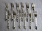 12 massief zilveren gebakvorkjes type Kroon jaren '60, Antiek en Kunst, Ophalen of Verzenden