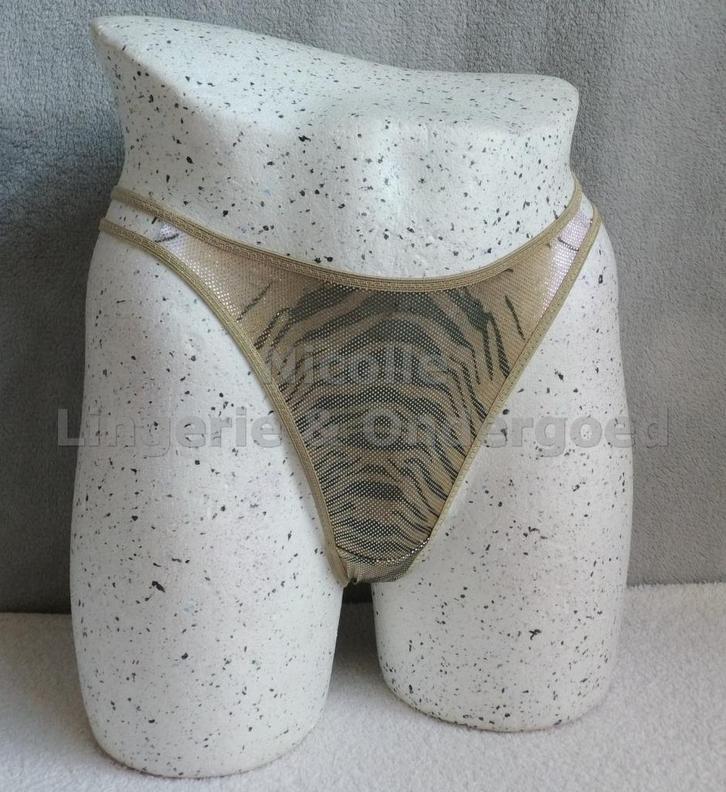 String Tijger goud maat S - M - L (238), Kleding | Dames, Ondergoed en Lingerie, String, Overige kleuren, Ophalen of Verzenden