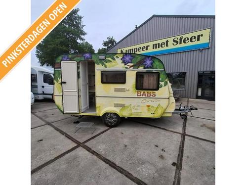 Hobby De Luxe 370 TM Vintage en Gerestaureerd, Caravans en Kamperen, Caravans, Bedrijf, tot en met 4, 750 - 1000 kg, Treinzit