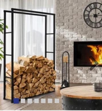 Haardhout rek 150x100x25 zwart metaal beschikbaar voor biedingen