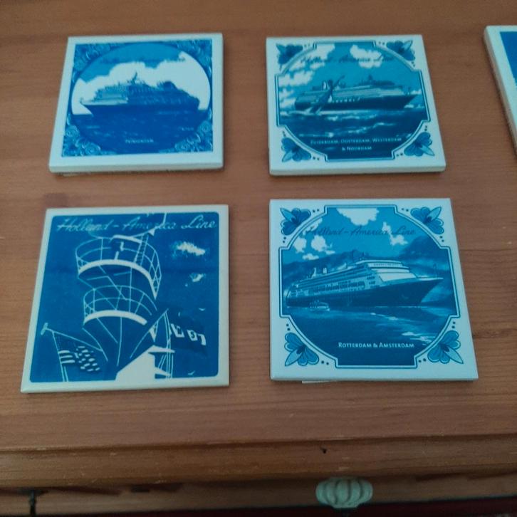 7 tegels van de Holland America Line., Verzamelen, Scheepvaart, Nieuw, Motorboot, Ophalen of Verzenden