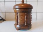 unieke eikenhouten pot met deksel, Huis en Inrichting, Keuken | Potten en Pannen, Ophalen of Verzenden, Zo goed als nieuw, Overige materialen