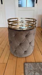 Riviera Maison poef met spiegel dienblad 2x, Huis en Inrichting, Banken | Voetenbanken en Poefen, Ophalen, Minder dan 50 cm, Gebruikt