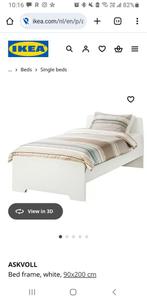 IKEA Askvoll (90x200cm) white bed frame + springs + mattress, Ophalen, 90 cm, Eenpersoons, Wit