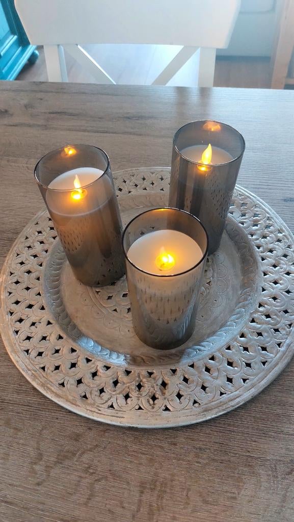 Kaarsen en mooie schaal voor 12,50 €, Ophalen, Overige materialen, Minder dan 25 cm