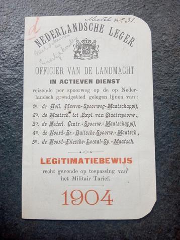 Nederland voor 1940 Legitimatie bewijs Officieren  beschikbaar voor biedingen