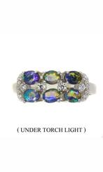 Zilveren ring maat 17.25 mm Ethiopische zwarte opaal, Verzenden, Nieuw, 17 tot 18, Met edelsteen