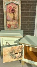 Unieke vintage nachtkastjes set, Ophalen, Zo goed als nieuw