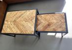 Salontafel set staal met visgraat, Huis en Inrichting, Tafels | Salontafels, Ophalen, 50 tot 100 cm, 50 tot 100 cm, Zo goed als nieuw