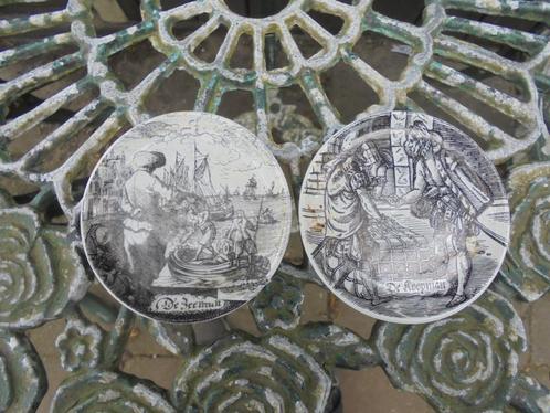 2 petit fourtjes Focke & Meltzer zwarte beroepen afbeelding, Antiek en Kunst, Antiek | Servies los, Ophalen of Verzenden