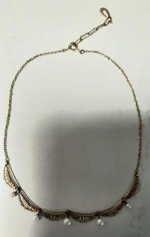 antieke ketting - verstelbaar - goud kleur - parels - design, Sieraden, Tassen en Uiterlijk, Kettingen, Gebruikt, Overige materialen
