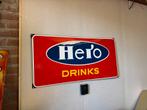 Vintage Hero Drinks Emaille Reclamebord, Ophalen, Reclamebord, Gebruikt, .
