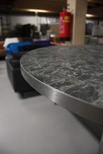 Mooie ronde bartafel statafel rvs & marmerlook Ø80 cm, Huis en Inrichting, Barkrukken, Ophalen, Zo goed als nieuw, Metaal, 90 cm of meer