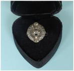 Zilveren art deco-ring mat markasiet maat 17 mm, Gebruikt, Verzenden, 17 tot 18, Dame