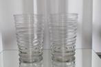 Geribbelde glazen vazen., Huis en Inrichting, Woonaccessoires | Vazen, Ophalen, Overige kleuren, Minder dan 50 cm, Glas